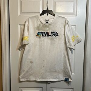 NWT Dreamland Mens T-Shirt Grunge Spatter Design Graphic Size 3XL White Multicol